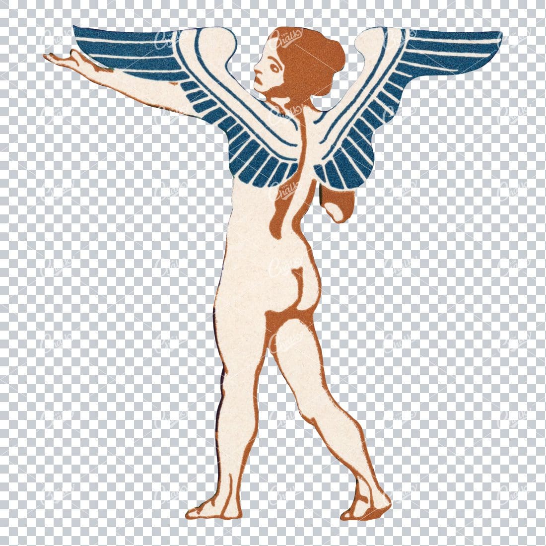 Aztec Inspired Cherub with Wings