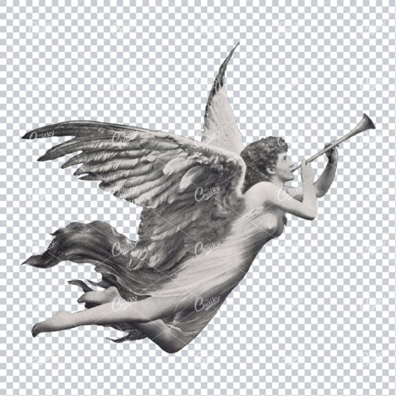 Vintage Photograph of a Angel Blowing a Horn