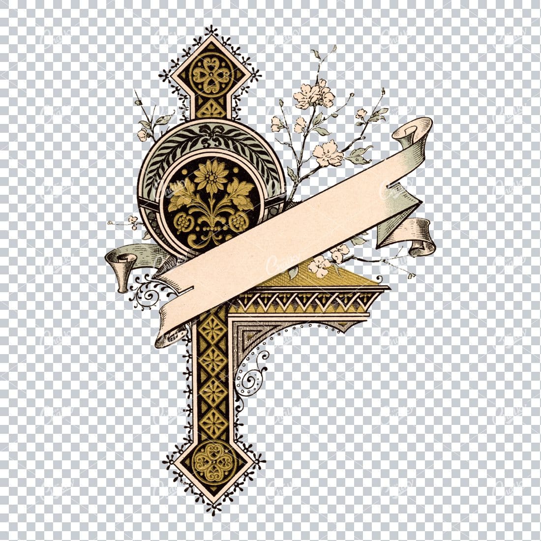 Black and Gold Floral Decorative Banner No.1