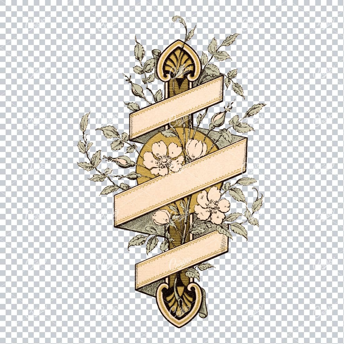 Black and Gold Floral Decorative Banner No.2