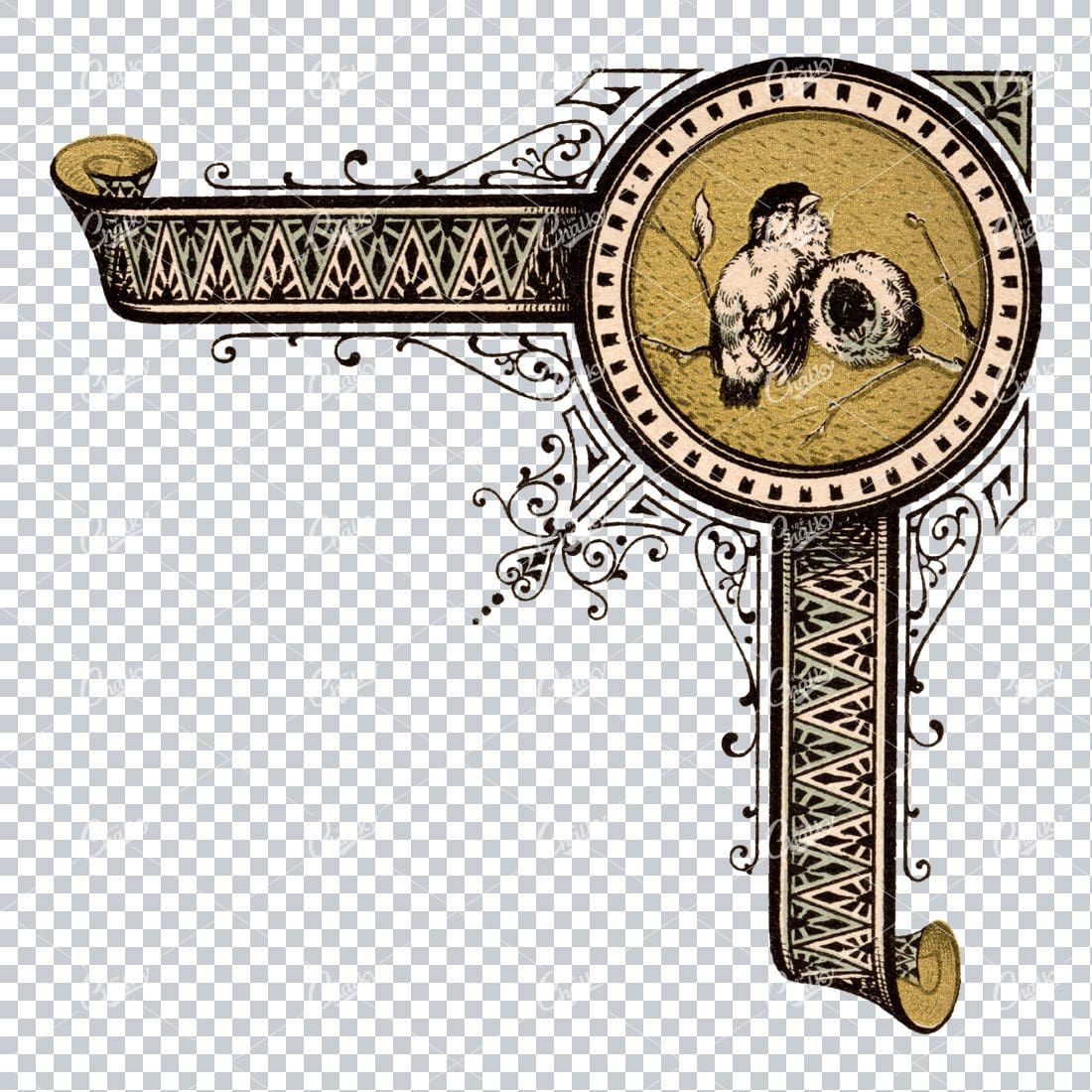 Black and Gold Floral Decorative Banner No.4