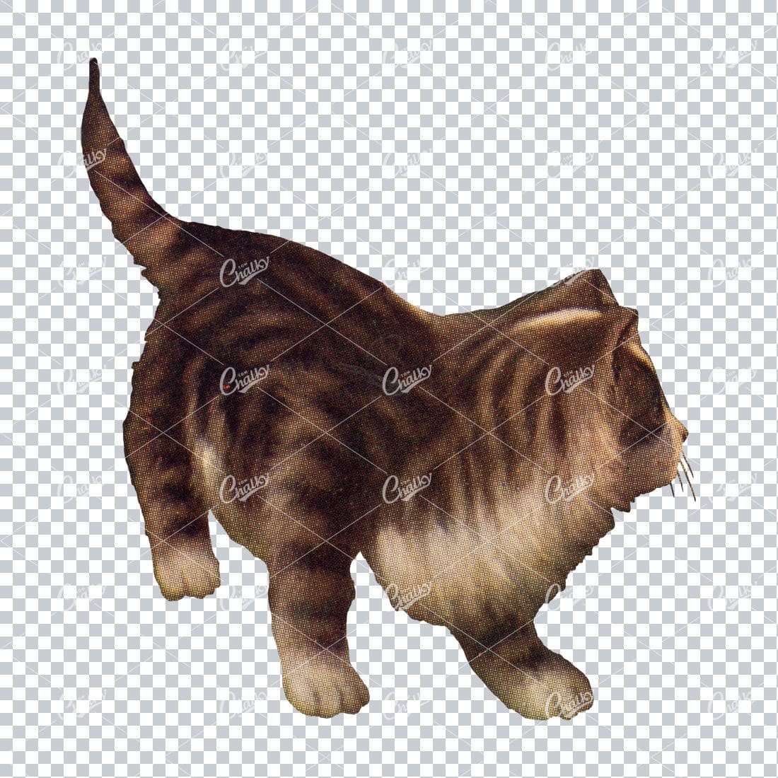 Vintage Painting of a Tabby Kitten