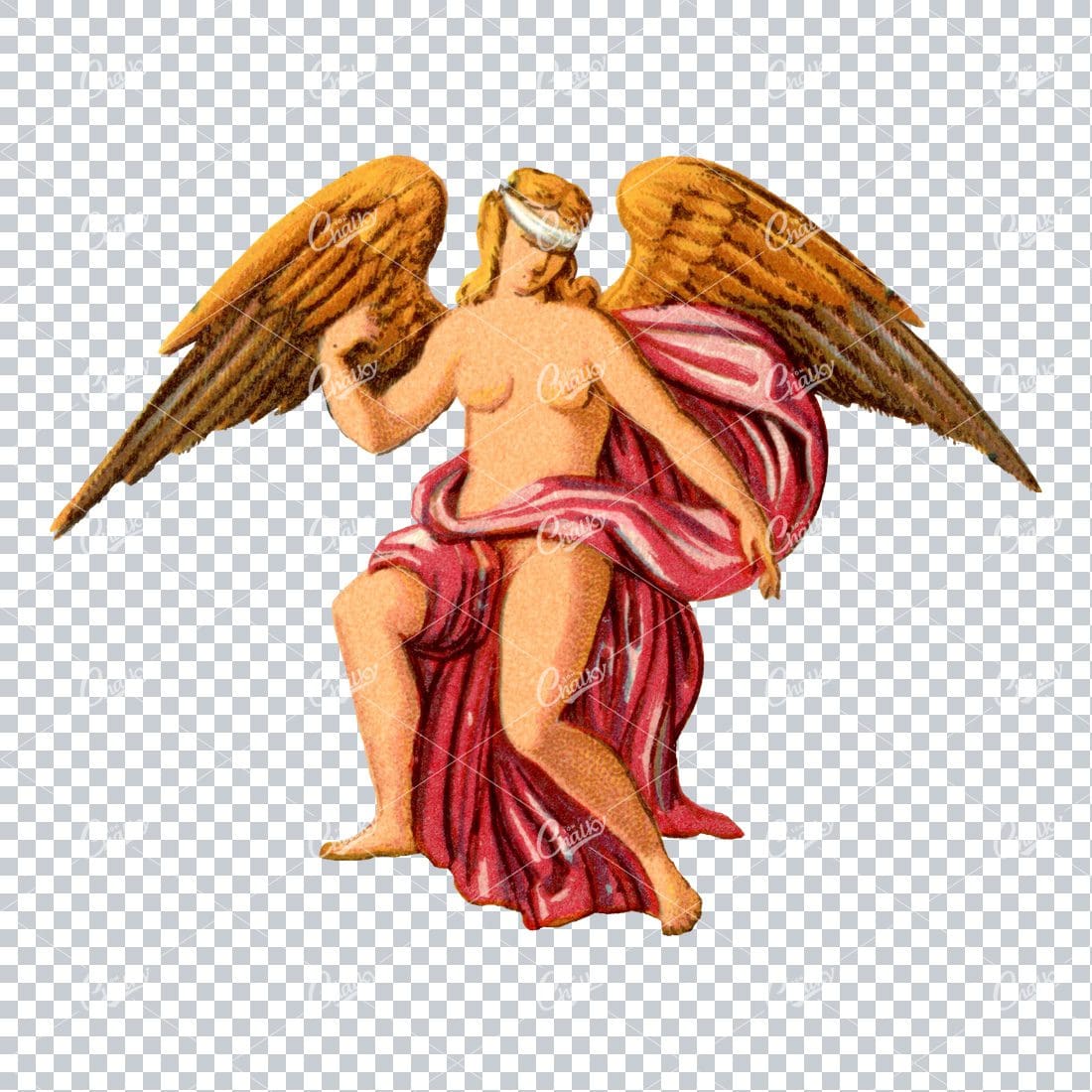 Antique Illustration of a Blindfolded Angel with Robes