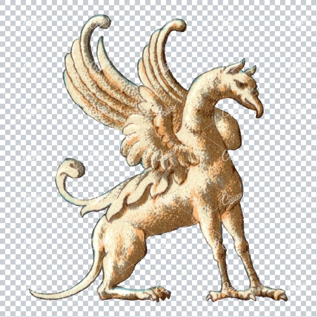 Antique Sculpture Illustration of a Pheonix