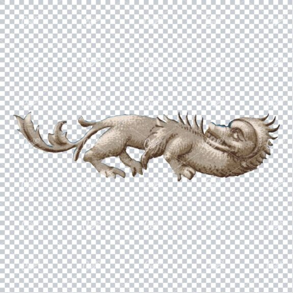 Antique Abstract Illustration of a Sculpted Dragon No.1