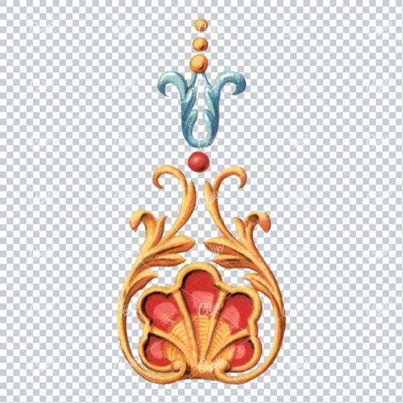 Colorful Decorative Design Element - Flourished Shell with Pearls