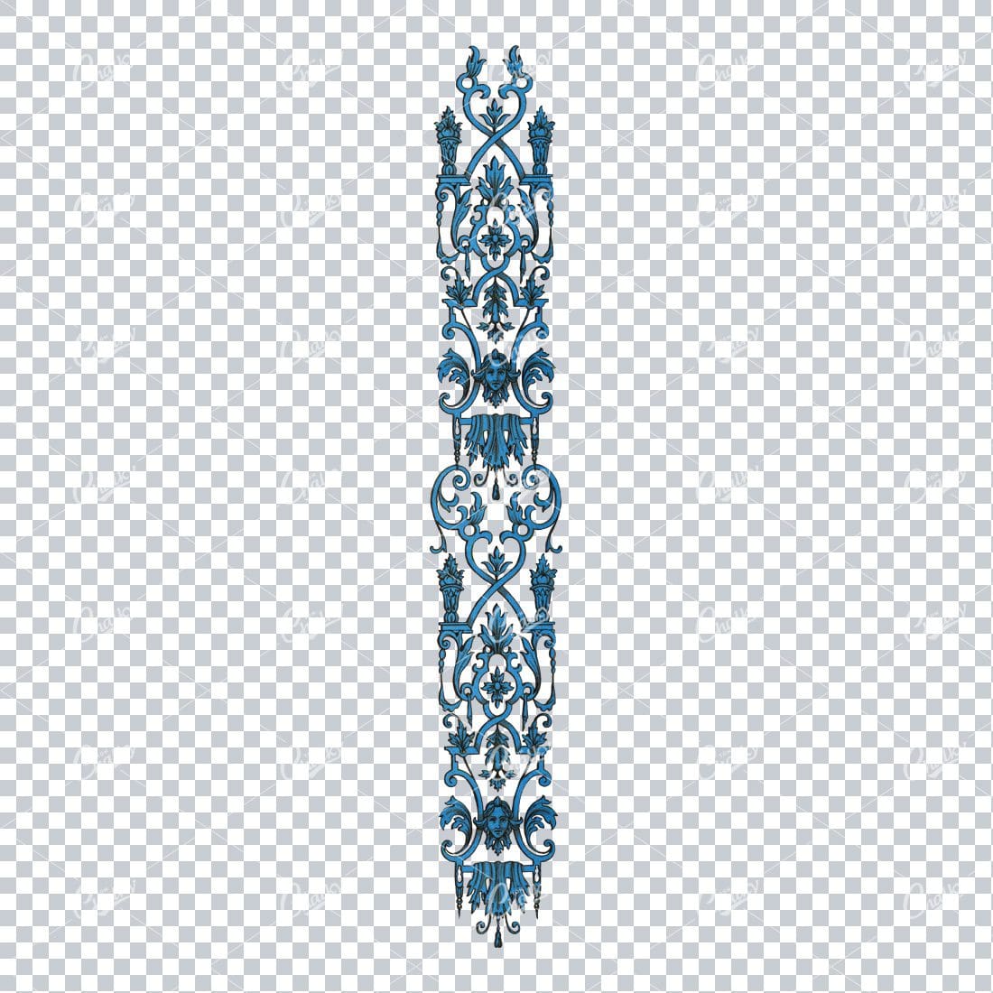 Black and Blue Frise Flourished Design