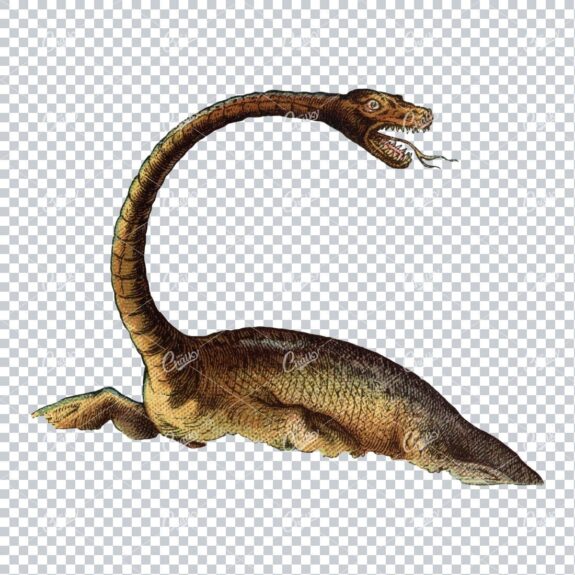 Vintage Prehistoric Color Illustration of a Dinosaur