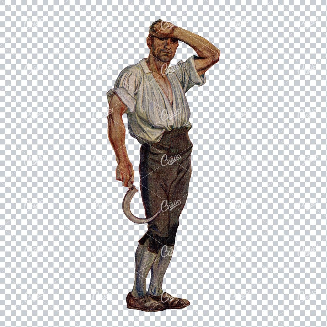 Vintage Illustration of a Hard Working Farmer No.2