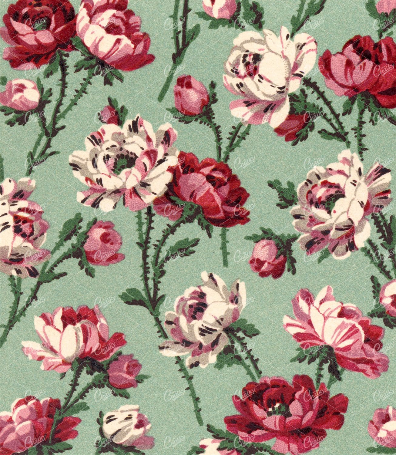 Vintage Floral Pattern Background - Botanical Pattern No.7