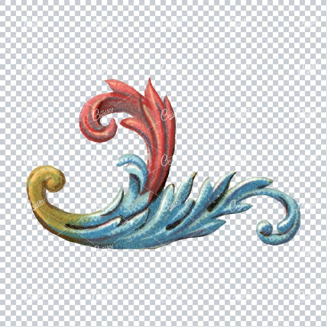 Detailed Flourished Botanical Illustration - Design Element No.7