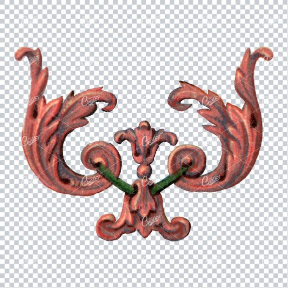 Detailed Flourished Botanical Illustration - Design Element No.8
