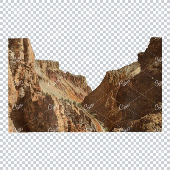 Vintage PNG Color Illustration of the Grand Canyon Landscape