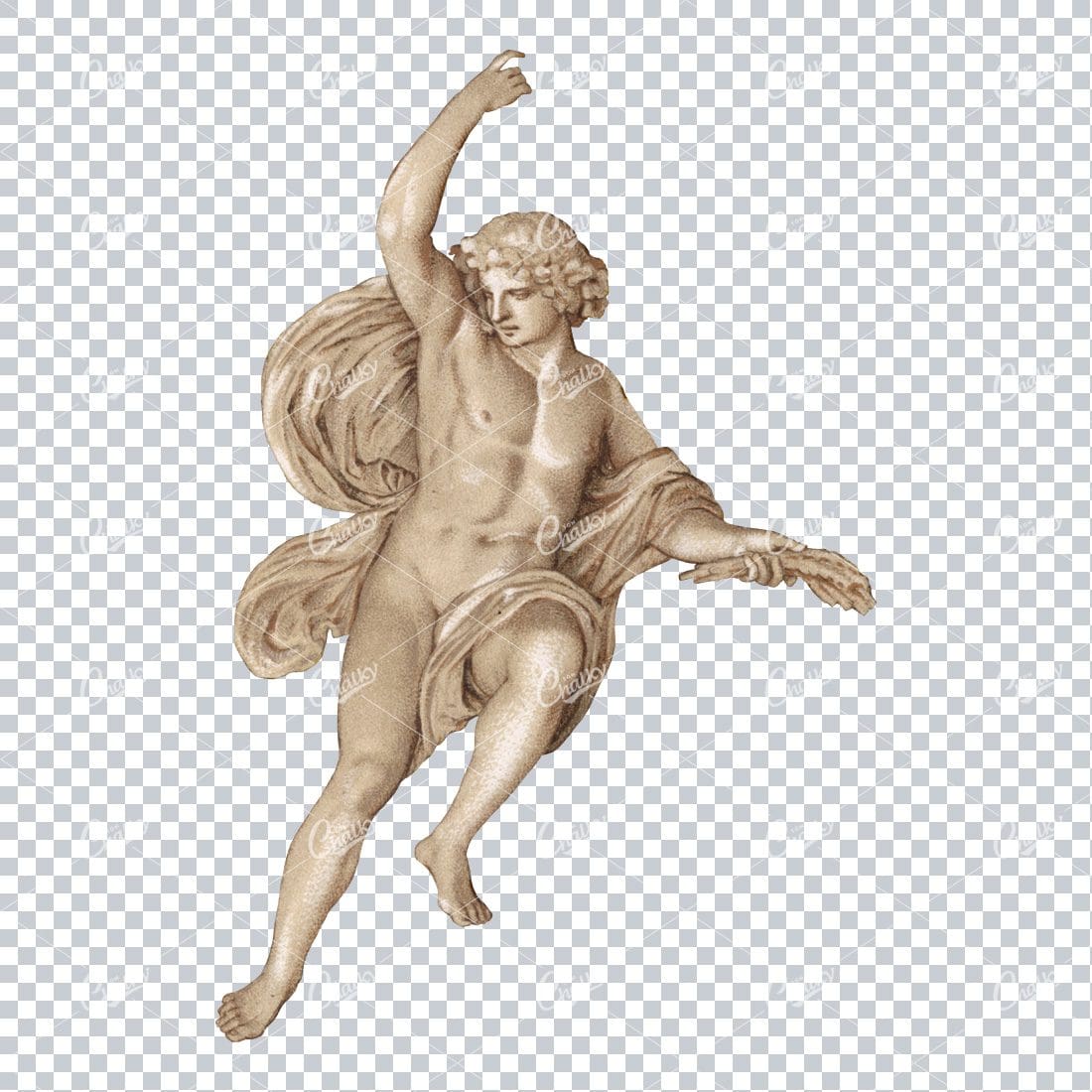 Vintage Illustration of a Sculpture of Man in Robes No.2