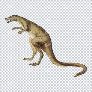 Vintage Prehistoric Color Illustration of a (Dryptosaurus) Laelaps Aquilunguis