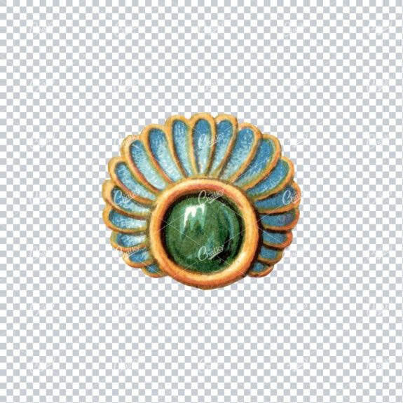 Vintage Decorative Design Element  - Sea Shell Like Emblem / Jewel