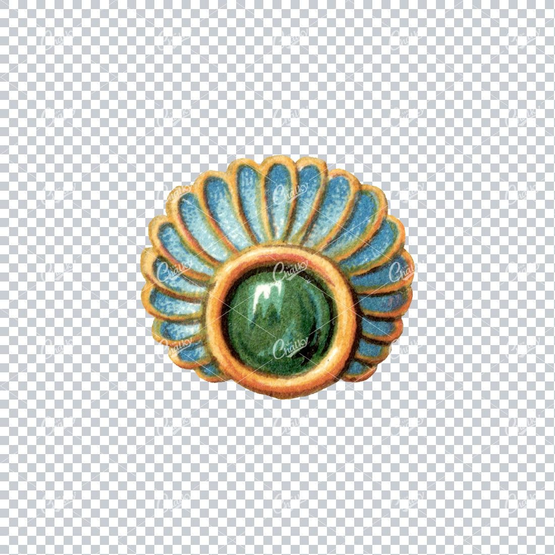 Vintage Decorative Design Element  - Sea Shell Like Emblem / Jewel