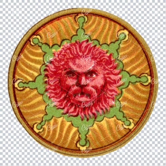 Vintage Decorative Design Element - Lions Face inside Emblem