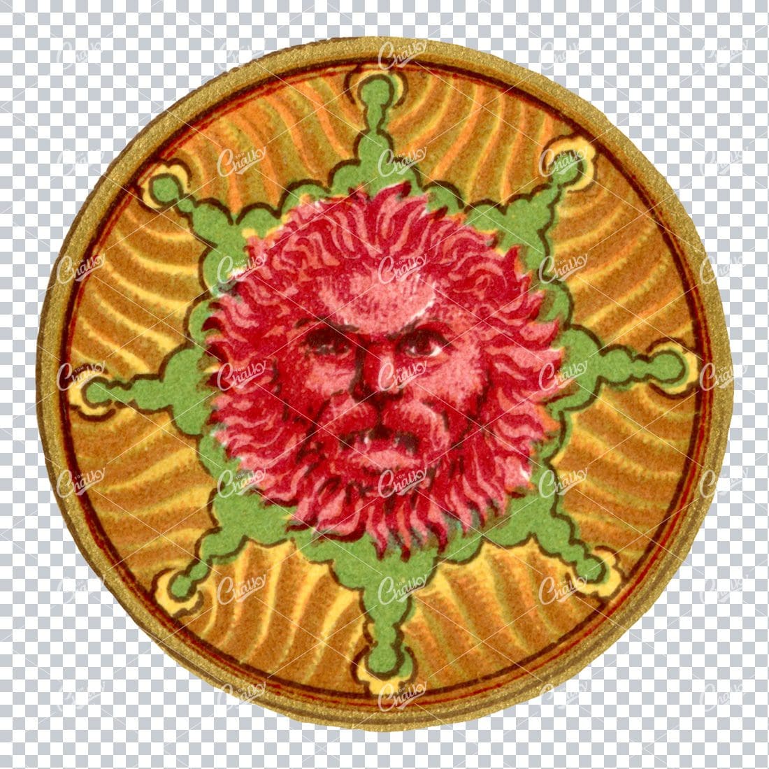 Vintage Decorative Design Element - Lions Face inside Emblem