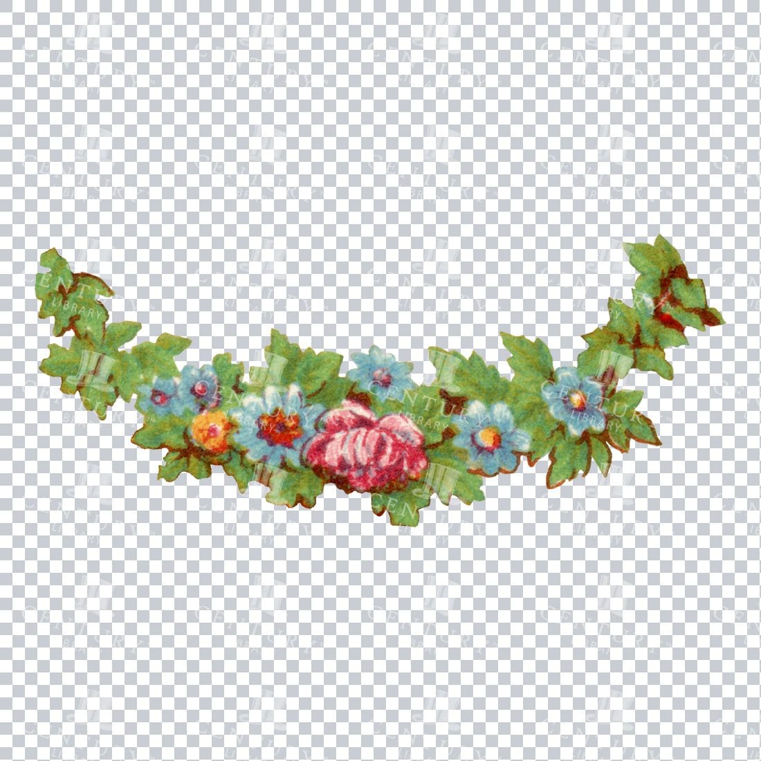 Hand Painted Floral Wreath PNG Design Asset