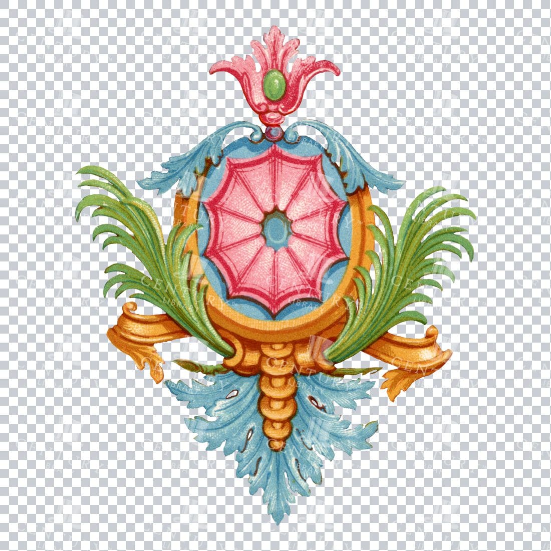 Vibrant and Exotic Flourished Design Element with Leaves