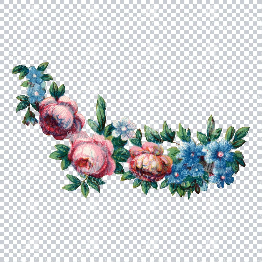Vintage Hand Painted Rose / Floral / Botanical Design No.9
