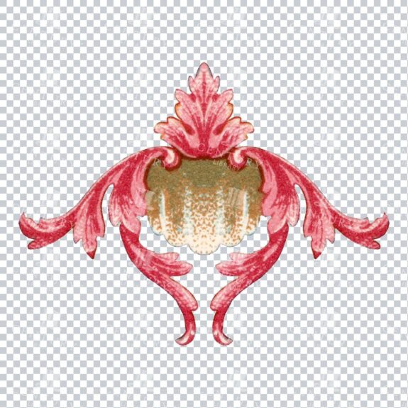 Coral Pink Flourished Design Element PNG Illustration No.2