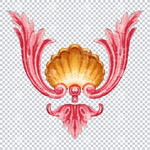 Coral Pink Flourished Design Element PNG Illustration No.3