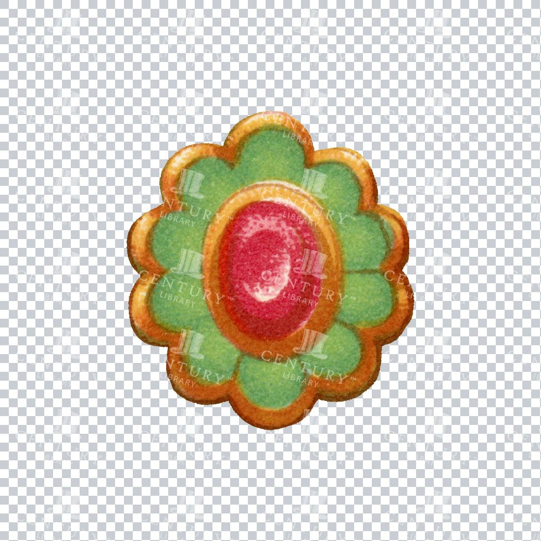 Vintage PNG Design Element - Gold, Green and Ruby Emblem