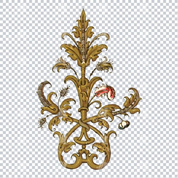 Vintage PNG Design Element - Gold Decorative Flourished Design No.1