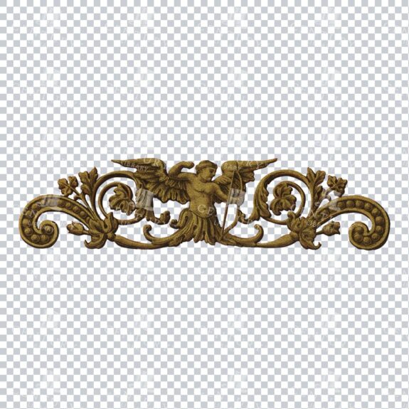 Vintage PNG Design Element - Gold Decorative Flourished Design No.2