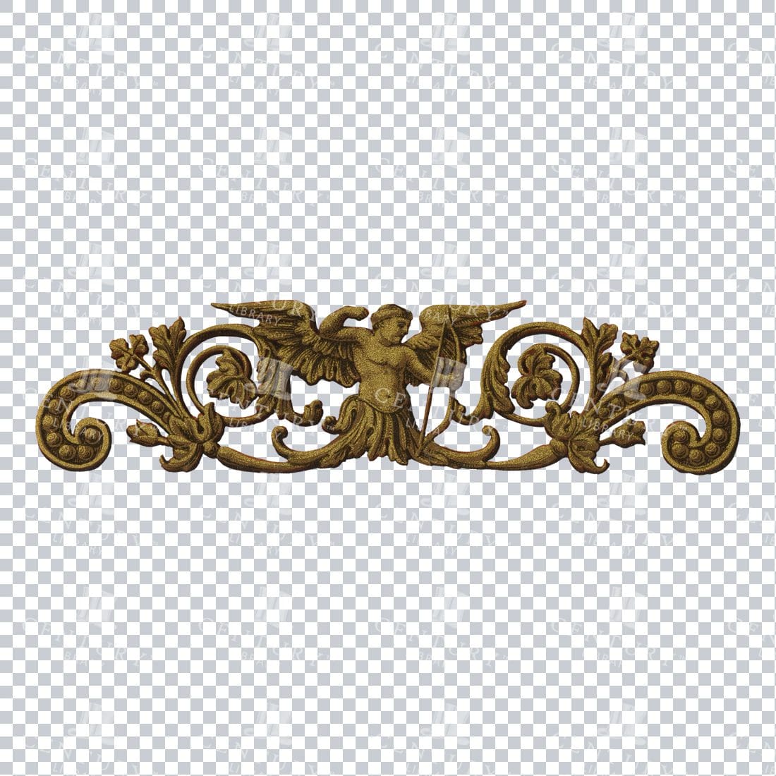 Vintage PNG Design Element - Gold Decorative Flourished Design No.2
