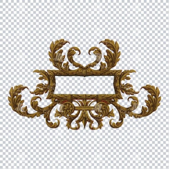 Vintage PNG Design Element - Gold Decorative Flourished Border / Frame No.1