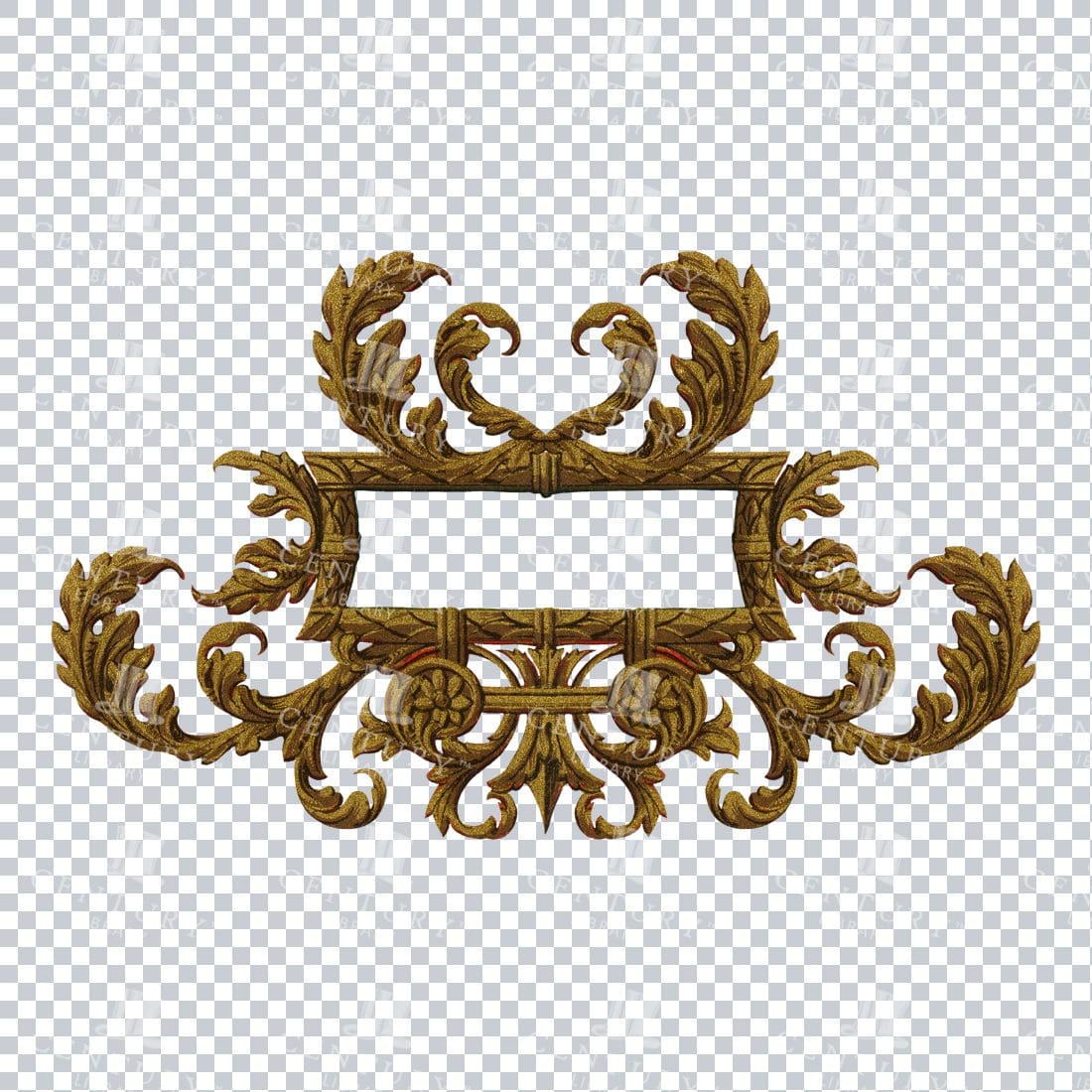 Vintage PNG Design Element - Gold Decorative Flourished Border / Frame No.1