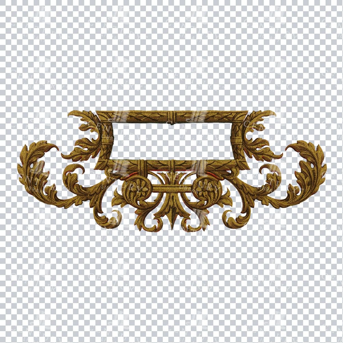 Vintage PNG Design Element - Gold Decorative Flourished Border / Frame No.2