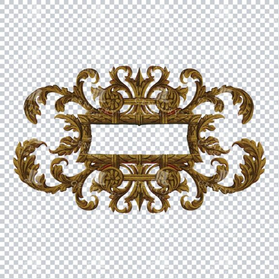 Vintage PNG Design Element - Gold Decorative Flourished Border / Frame No.3