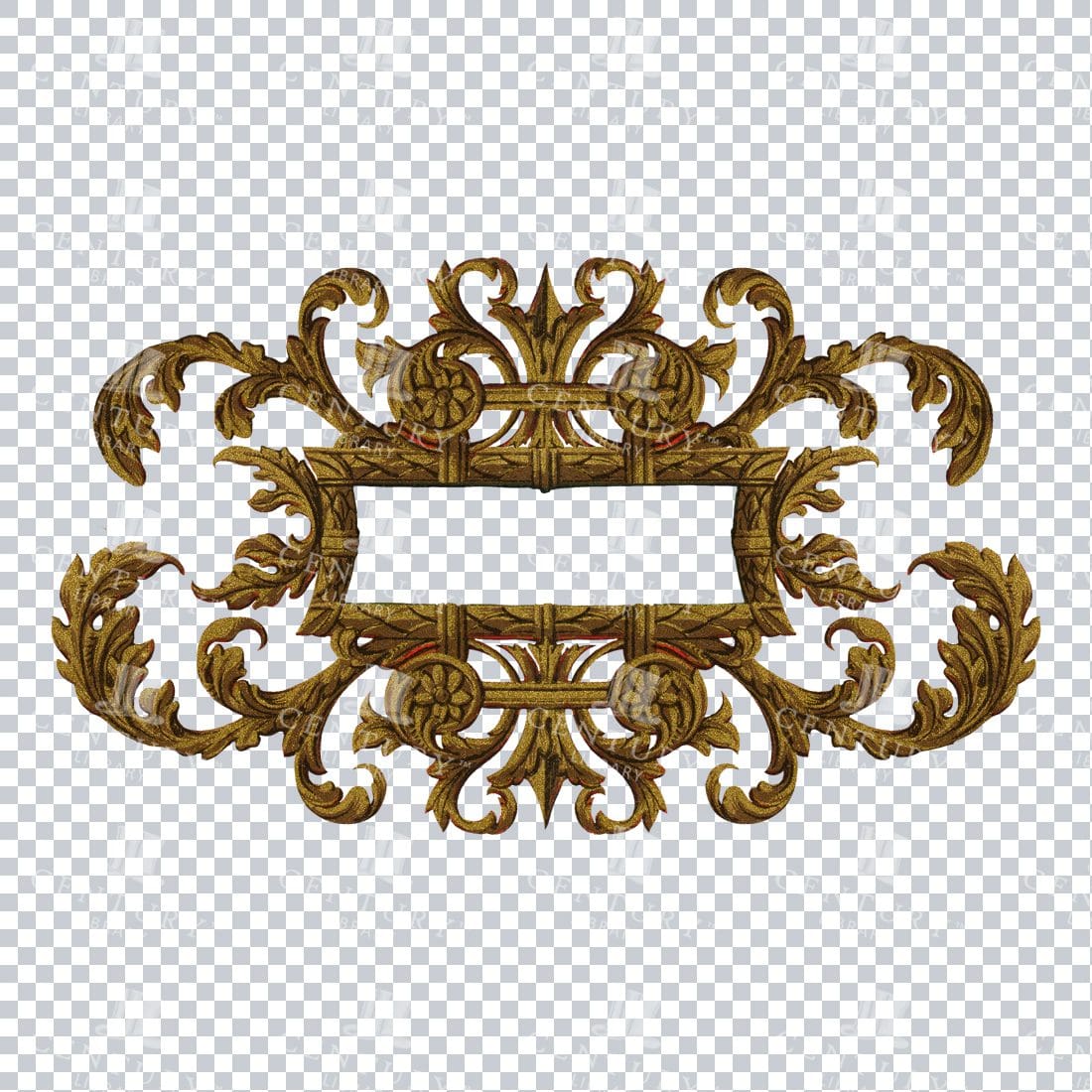 Vintage PNG Design Element - Gold Decorative Flourished Border / Frame No.3