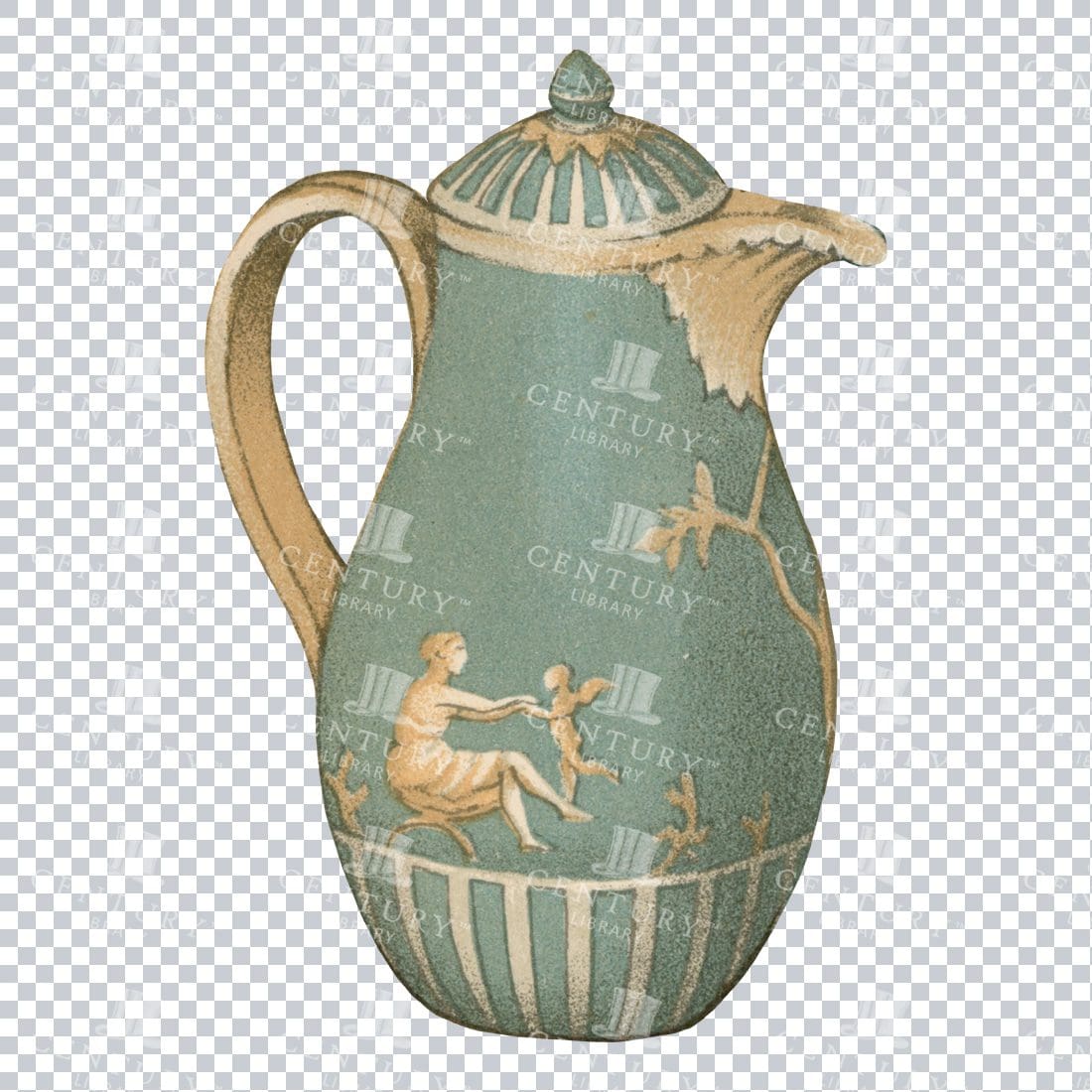 Vintage Full Color Pottery Illustration - Porcelain Jug No.1