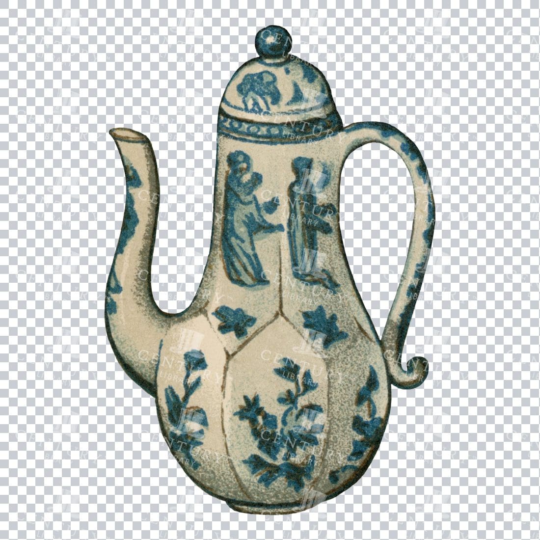 Vintage Full Color Pottery Illustration - Porcelain Jug No.2