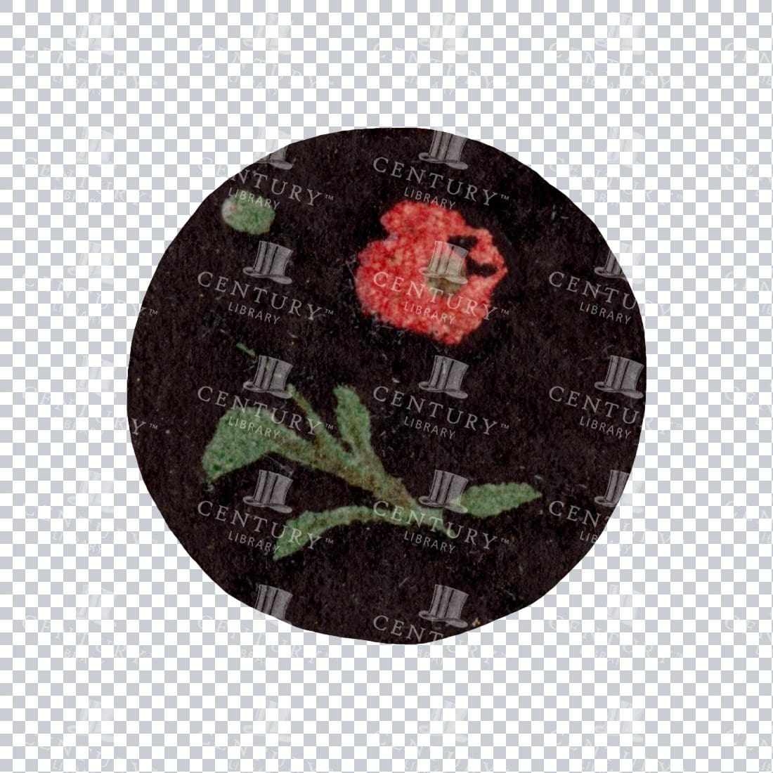 Small Circle Design with Rose Illustration - No.1