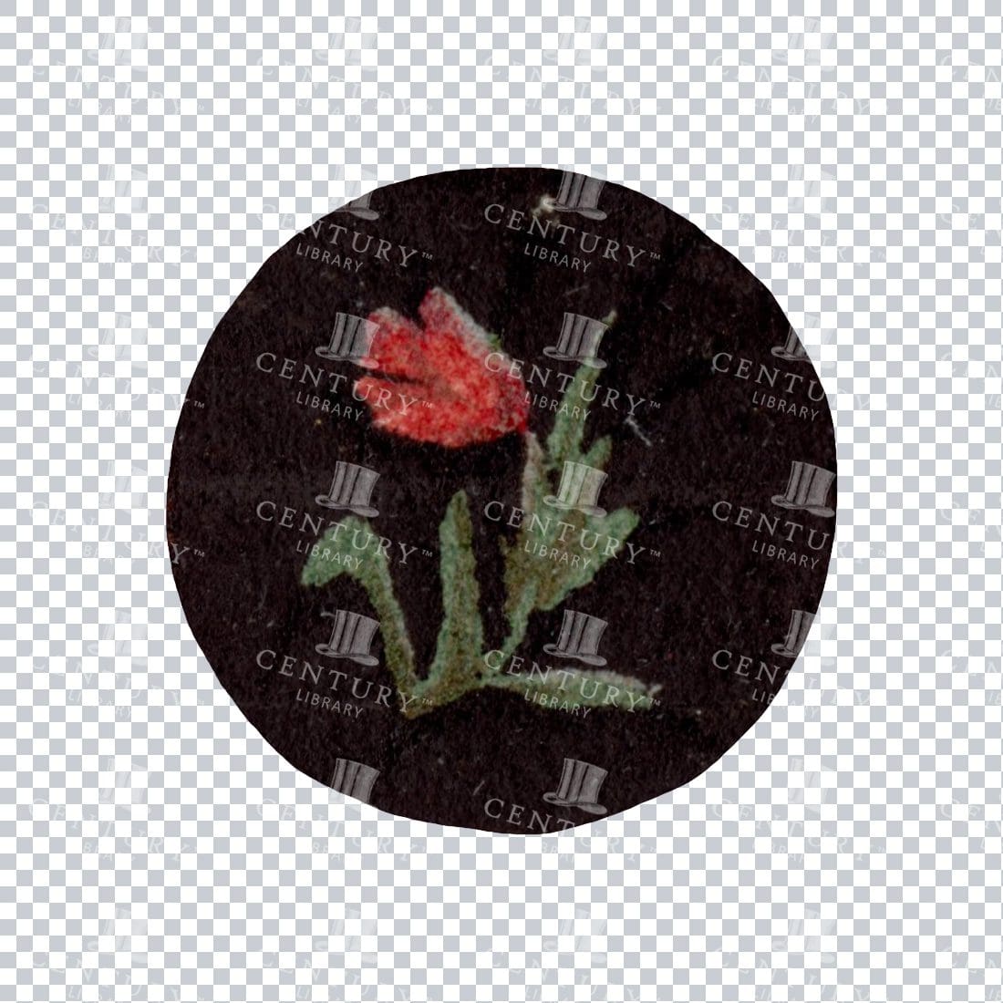 Small Circle Design with Rose Illustration - No.2