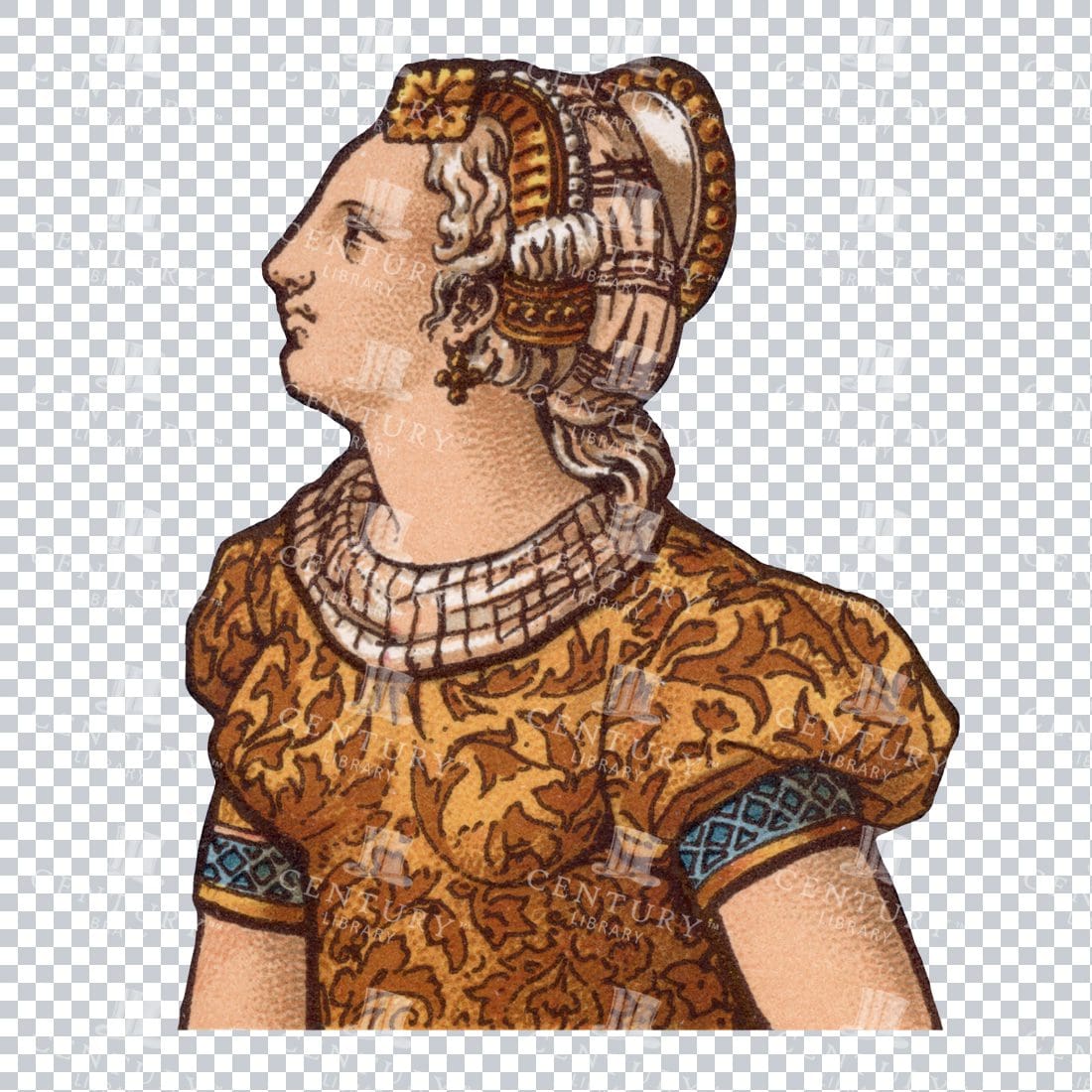 Vintage Color Illustration of a Woman No.1