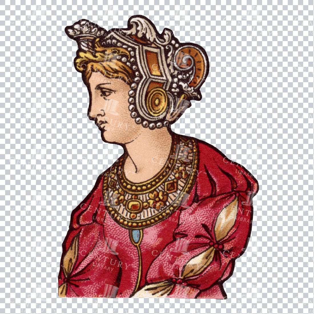 Vintage Color Illustration of a Woman No.2