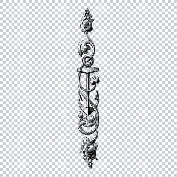 Line Art PNG Clip Art - Decorative Floral Anchor Frise