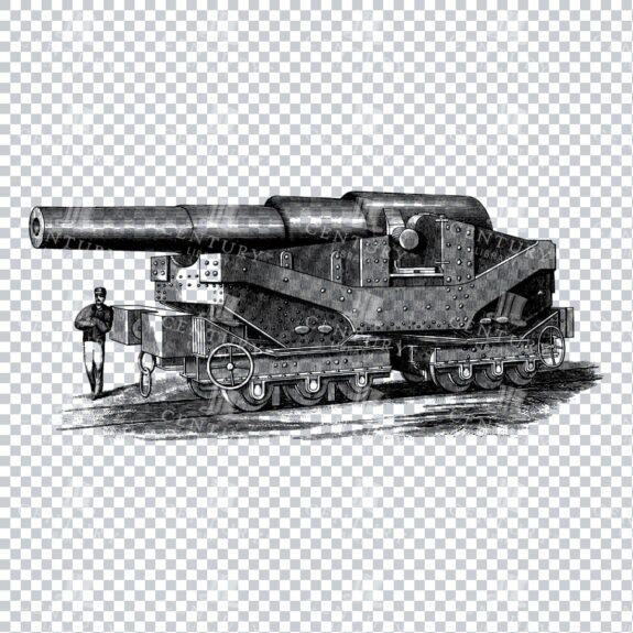 Line Art PNG Illustration - Vintage Artillery Cannon No.1