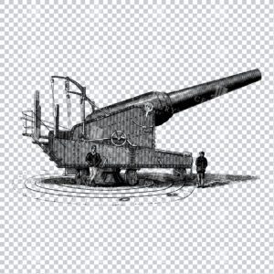 Line Art PNG Illustration - Vintage Artillery Cannon No.2