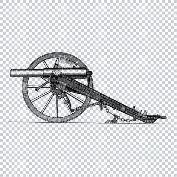 Line Art PNG Illustration - Vintage Artillery Cannon No.4
