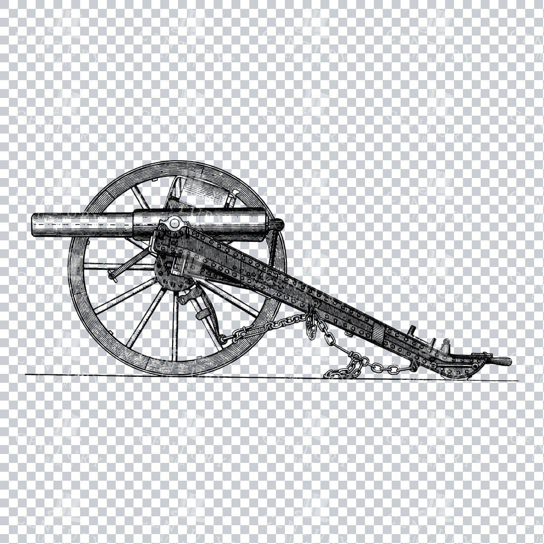 Line Art PNG Illustration - Vintage Artillery Cannon No.4