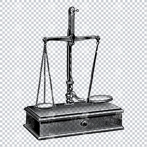 Vintage Line Art PNG Illustration - Balances / Scales