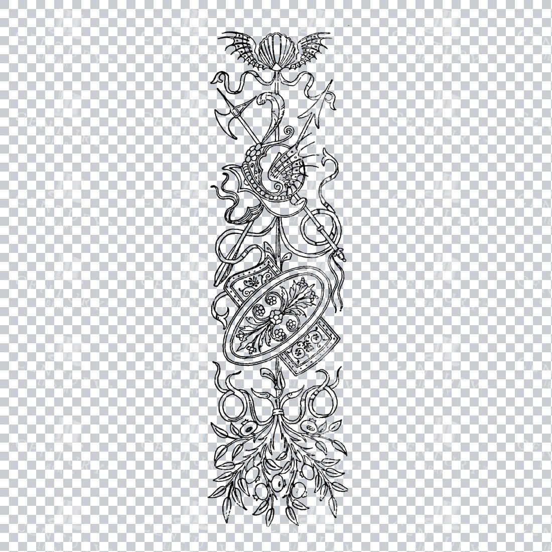 Vintage Decorative PNG Illustration - Banner / Frame / Frise No.10